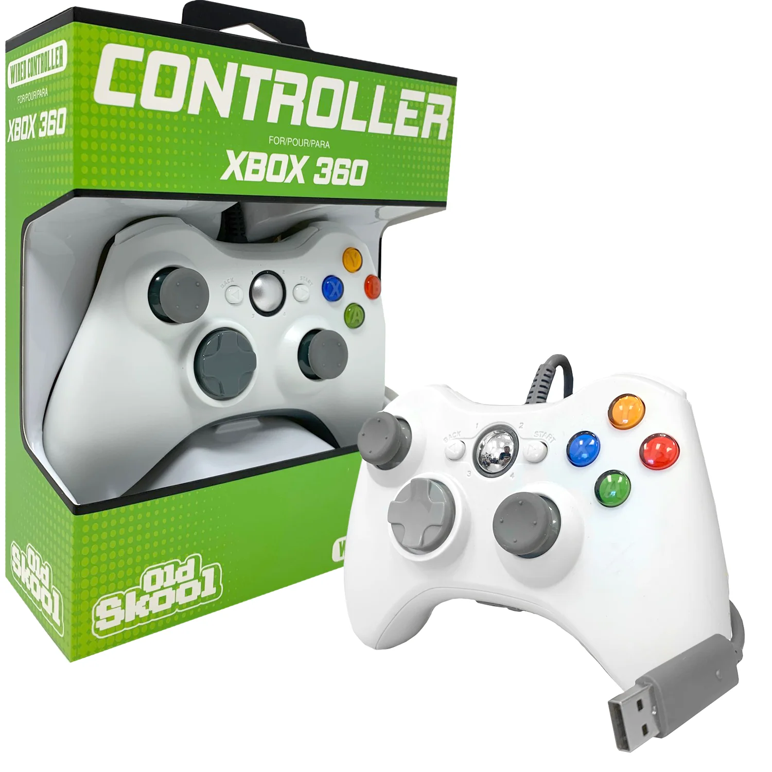Old Skool - Xbox 360 Wired Controller (White) - Image 2