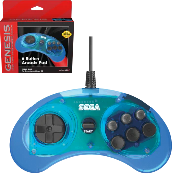 Retro-Bit - Sega Genesis Wired 6 Button Controller (Clear Blue) - Image 2