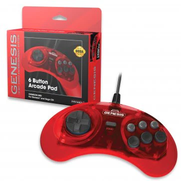 Retro-Bit - Sega Genesis Wired 6 Button Controller (Crimson Red) - Image 2