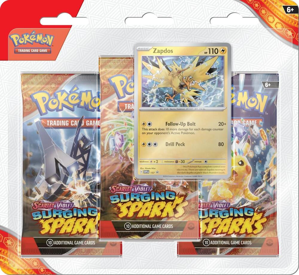 Scarlet & Violet Surging Sparks - Three Booster Blister: Zapdos - Image 2